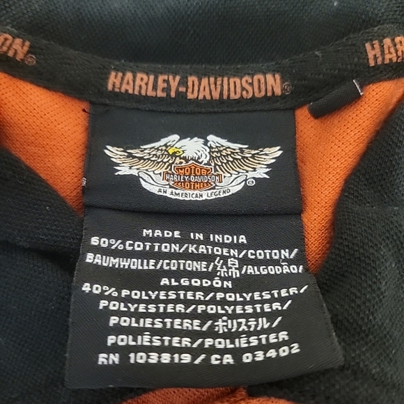 Harley Davidson Shirt Mens Large Orange Black Embroidered Double Sided - Picture 9 of 12